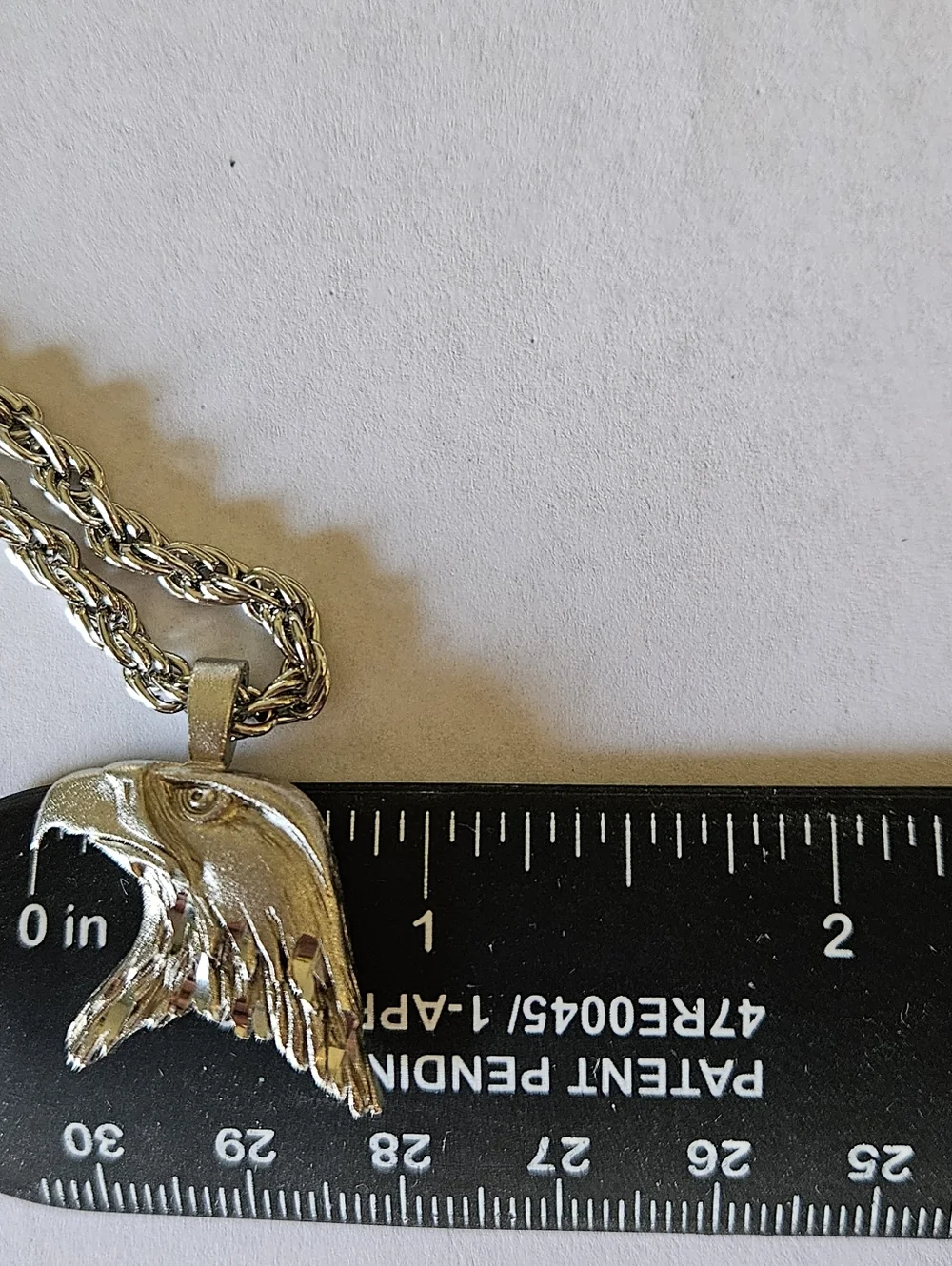 TM Bald Eagle Head Pendant Necklace  Bird of Prey Silver Pewter Tone Signed